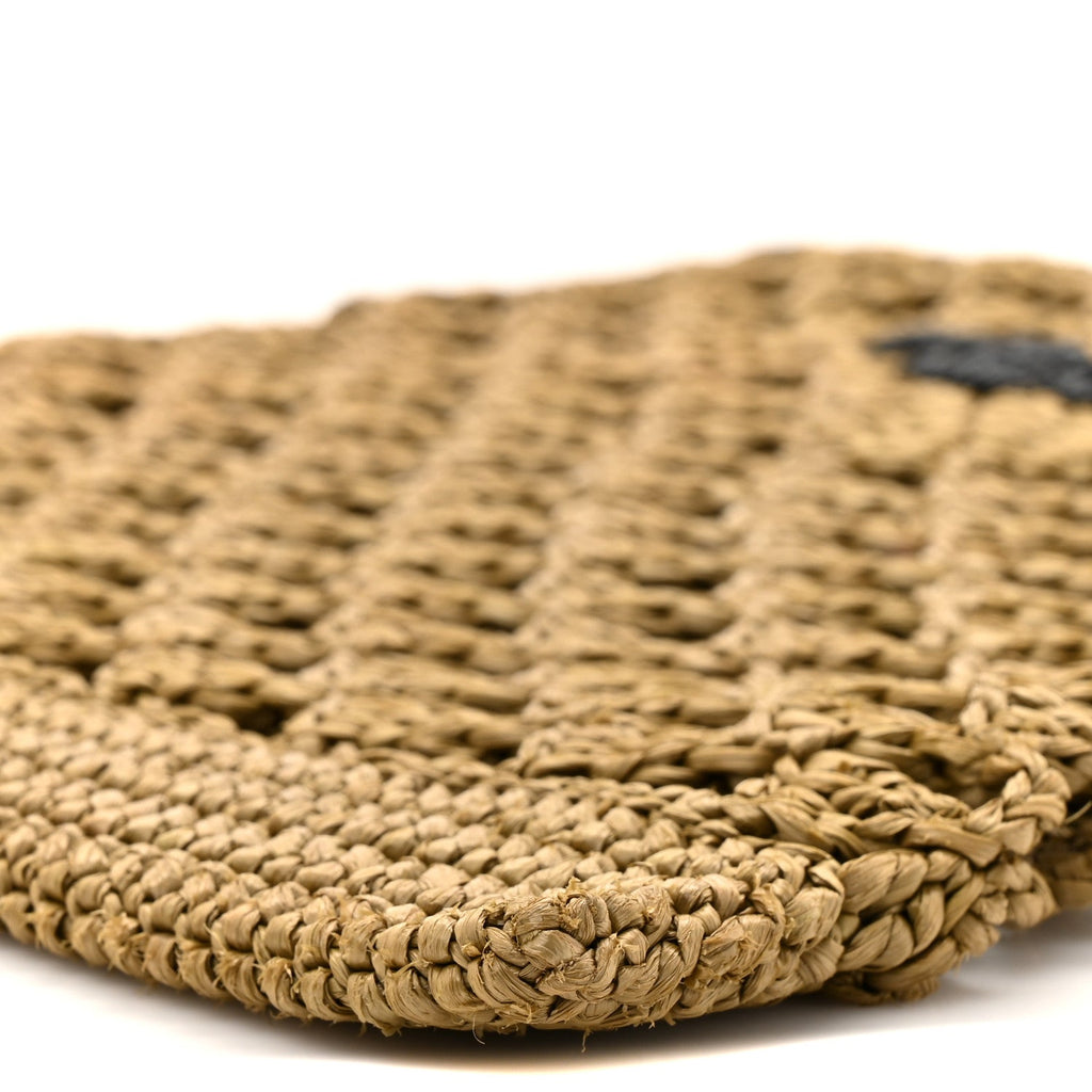 Yarn Raffia Effect Embroidered Logo Tote Oliva