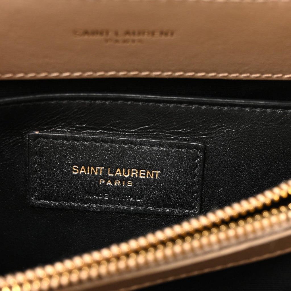 Calfskin Y Quilted Monogram Small Loulou Chain Satchel Dark Beige