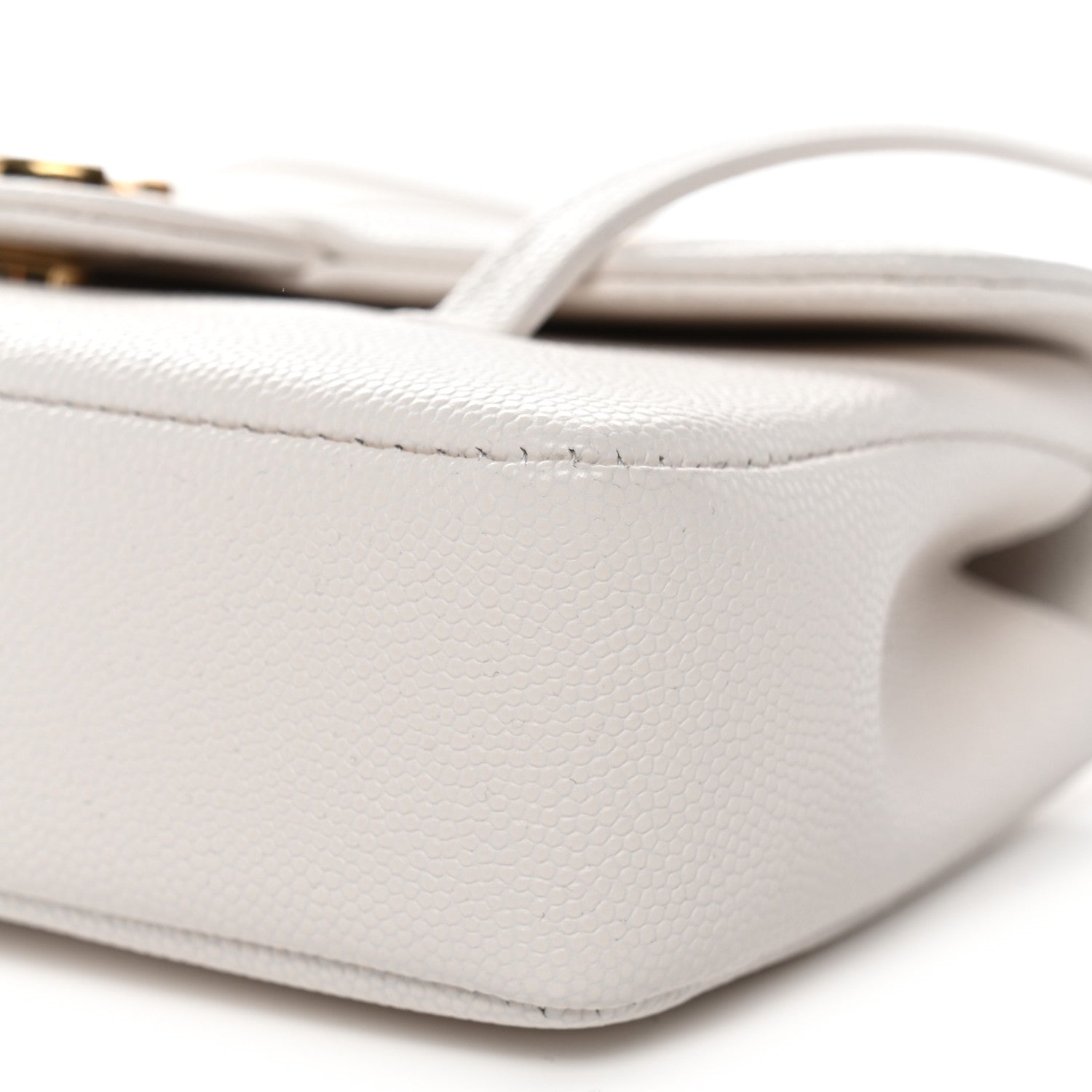 Shiny Caviar Mini Preppy Coco Shoulder Bag White