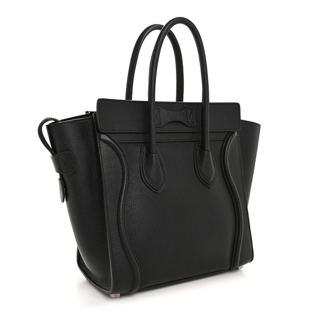 Drummed Calfskin Micro Luggage Black