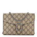 GG Supreme Monogram Mini Dionysus Chain Wallet Beige Taupe
