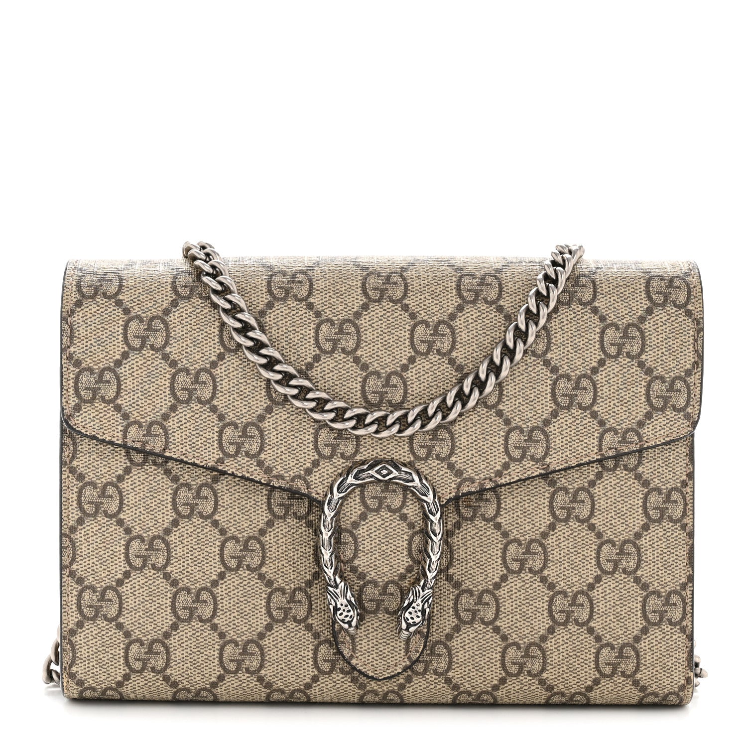 GG Supreme Monogram Mini Dionysus Chain Wallet Beige Taupe