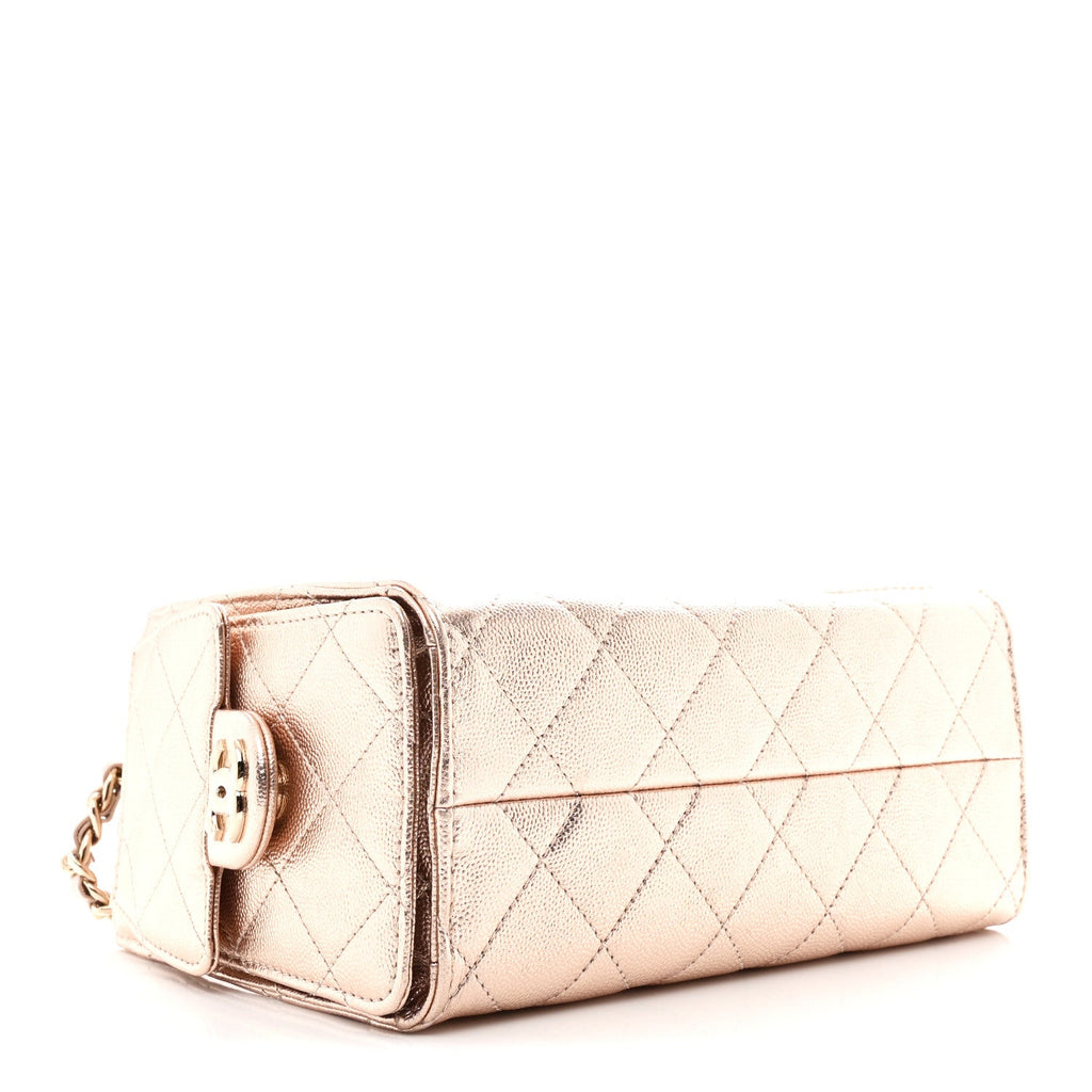 Metallic Caviar Quilted Mini Chanel 25 Handbag Copper
