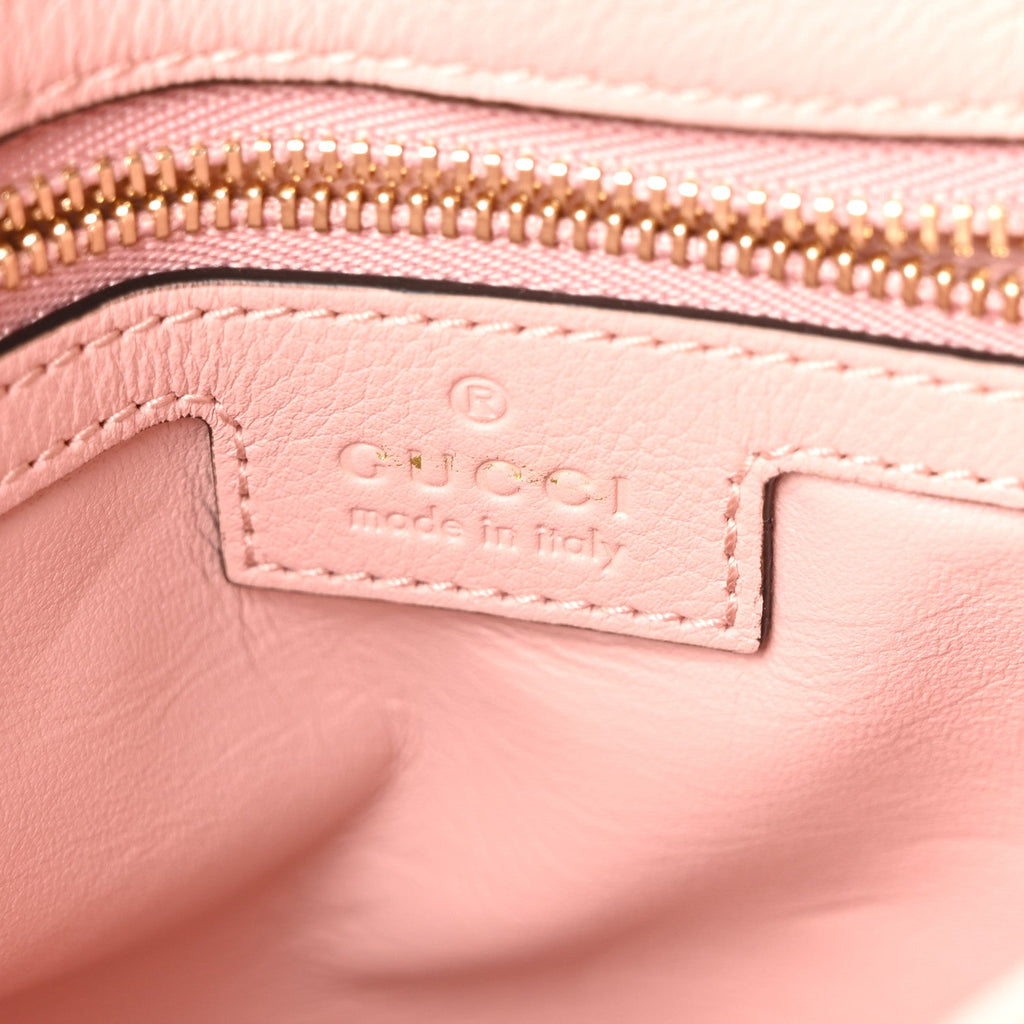 Roxy Calfskin Web Medium Blondie Top Handle Shoulder Flap Bag Powder Pink