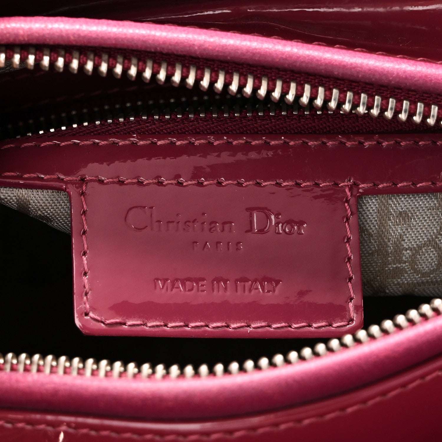 Patent Cannage Medium Lady Dior Dark Pink