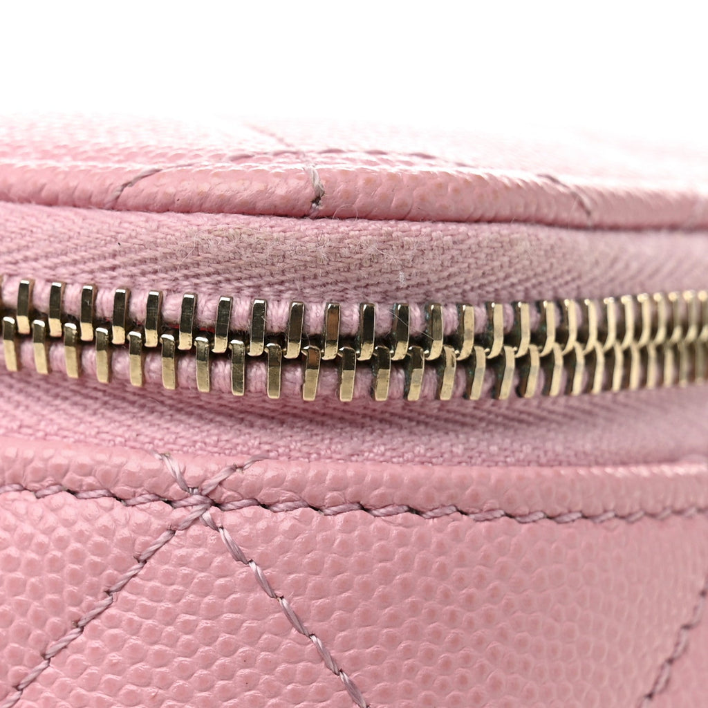 Caviar Quilted Tiny CC Vanity Case With Chain Pink