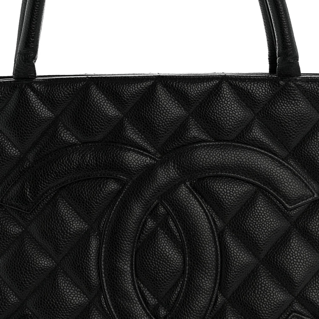 Caviar Quilted Medallion Tote Black