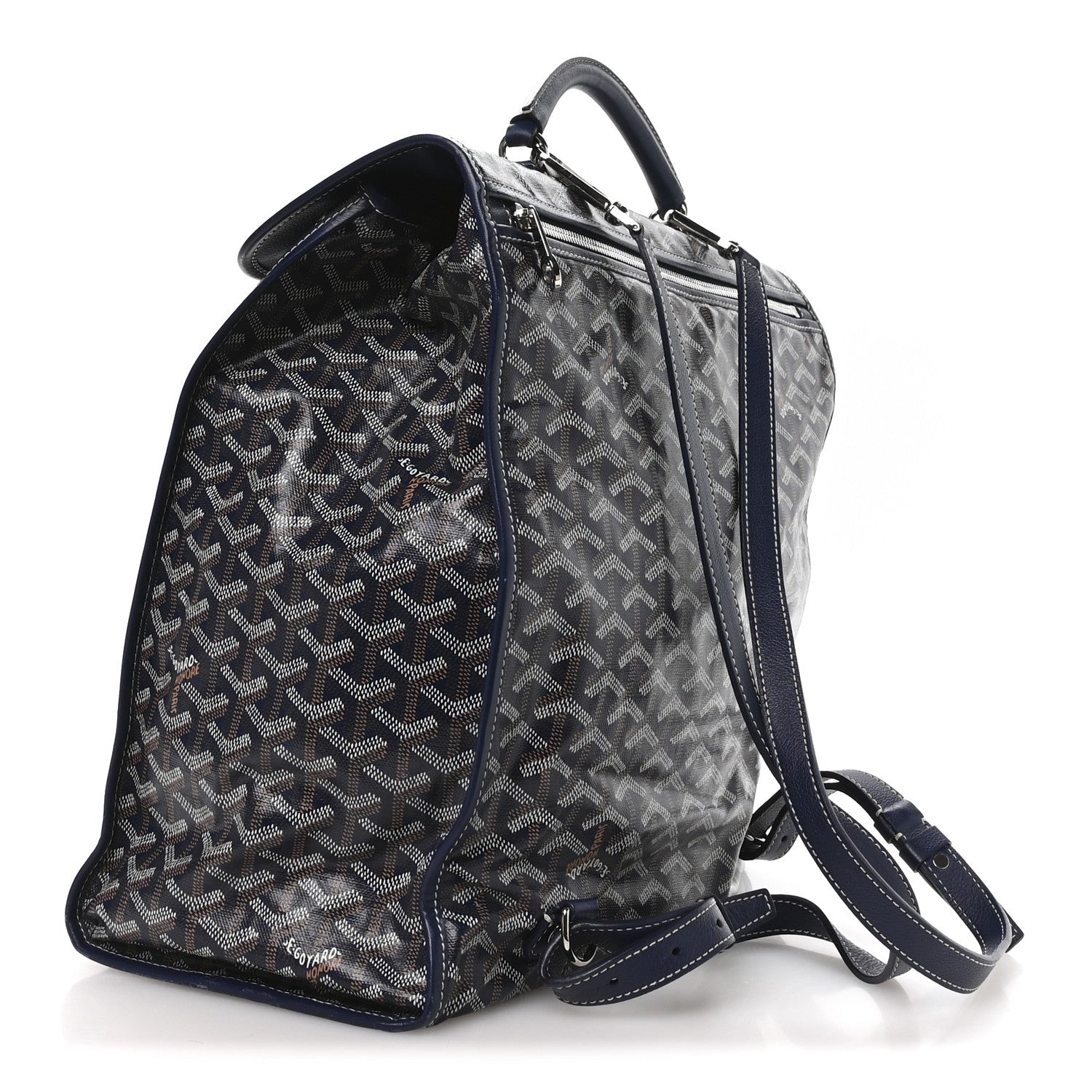 Goyardine Saint Leger Soft Briefcase Backpack Navy