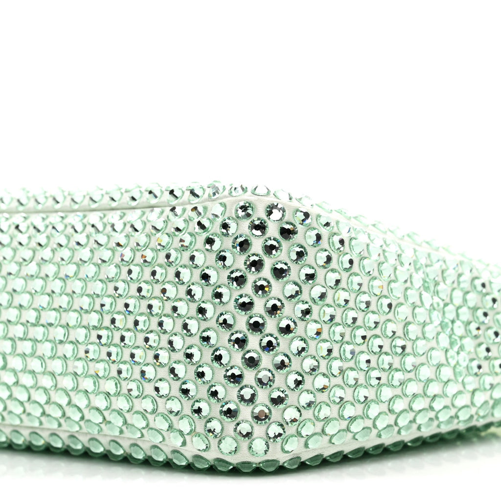 Satin Crystal Mini Re-Edition 2000 Bag Acqua