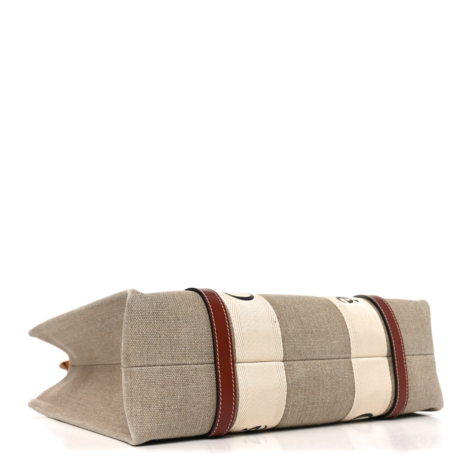 Cotton Calfskin Medium Woody Ribbon Tote White Brown