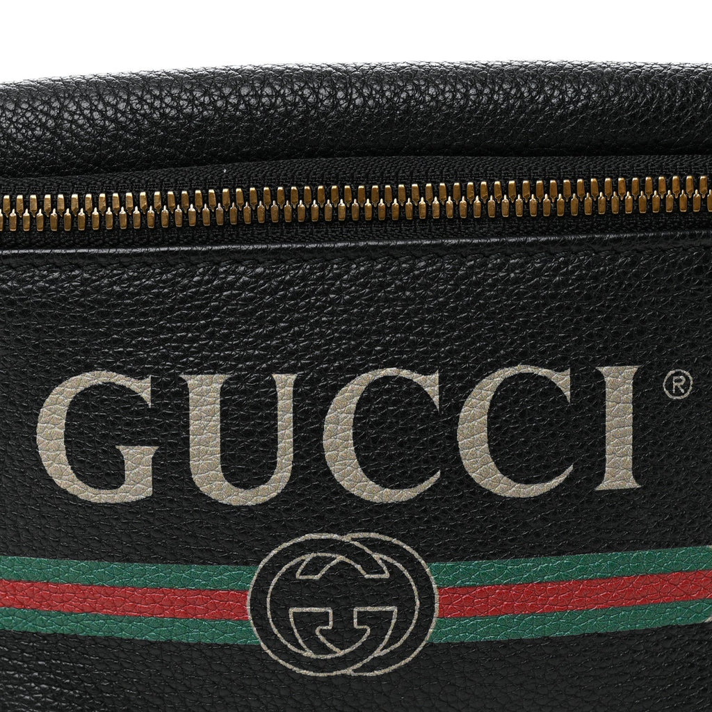 Grained Calfskin Small Logo Belt Bag Black