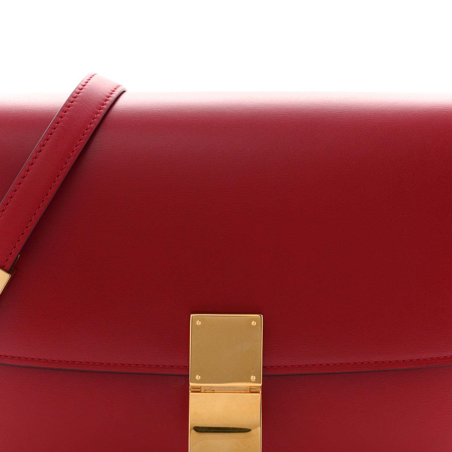 Box Calfskin Medium Classic Box Flap Bag Red