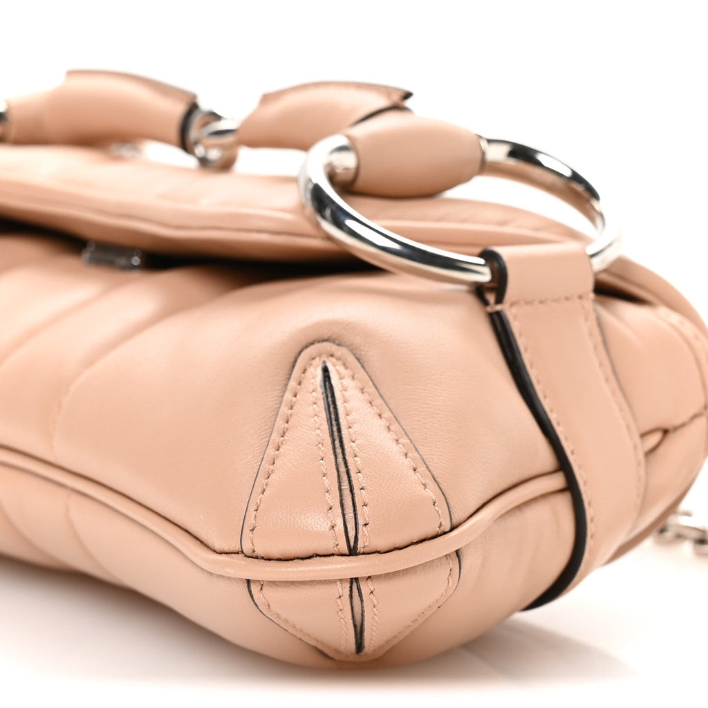 Nappa Vertical Matelasse Small Maxi Horsebit Chain Shoulder Bag Beige