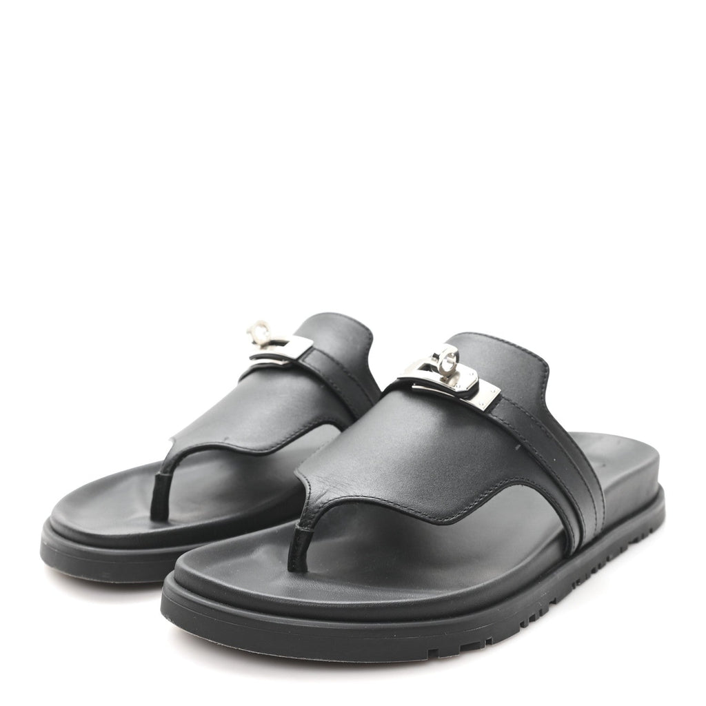 Calfskin Womens Empire Sandals 36 Black