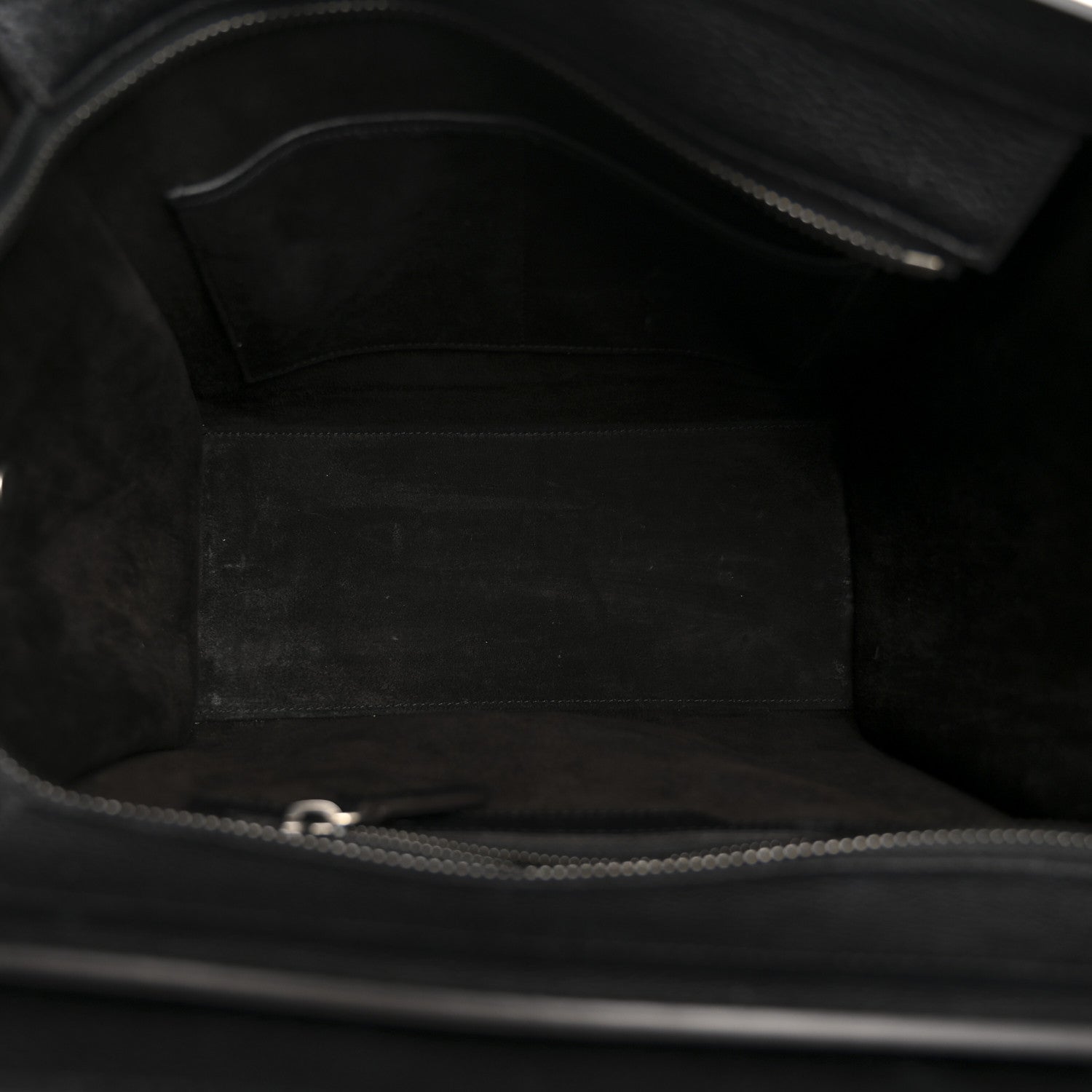 Drummed Calfskin Micro Luggage Black