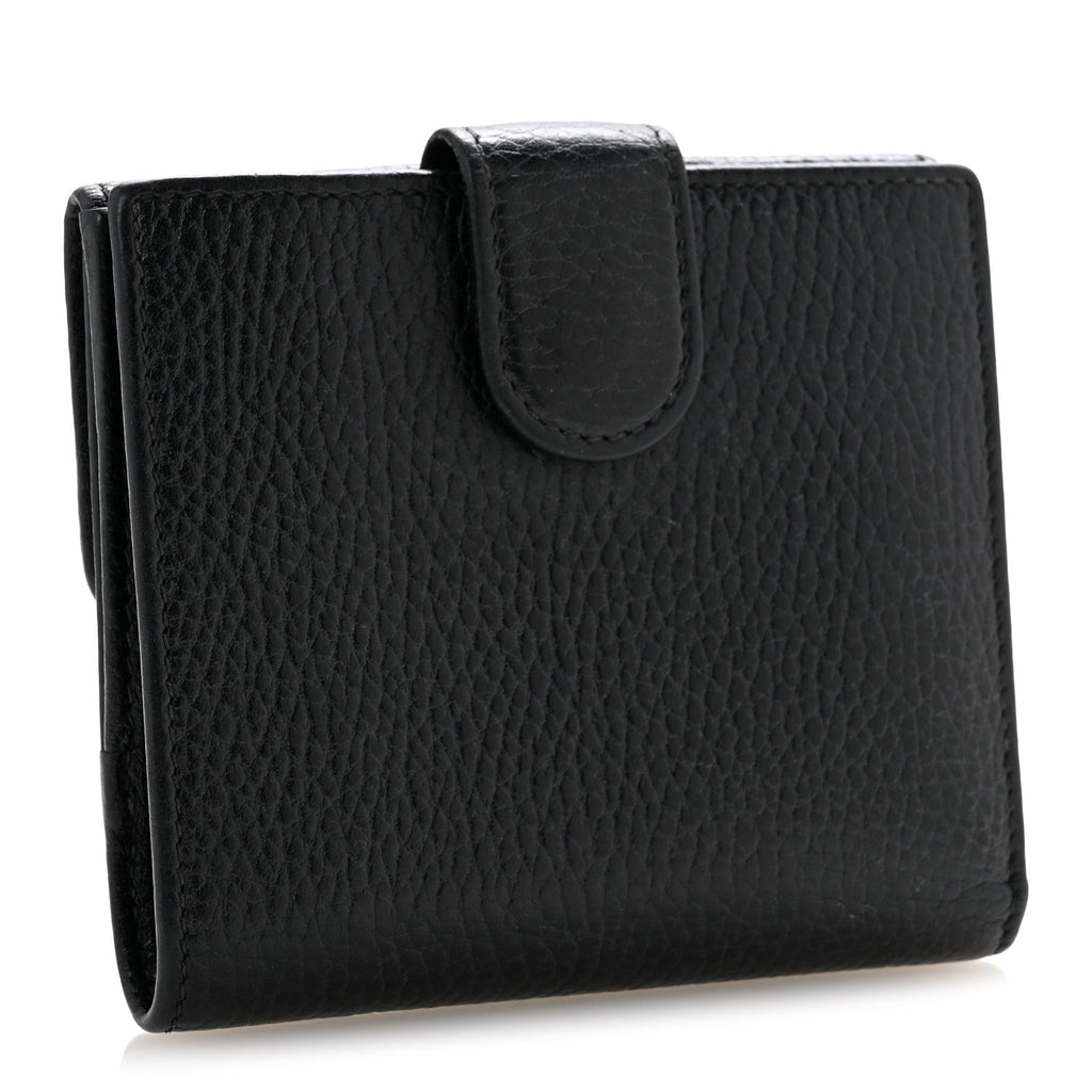 Dollar Calfskin Interlocking G French Wallet Black
