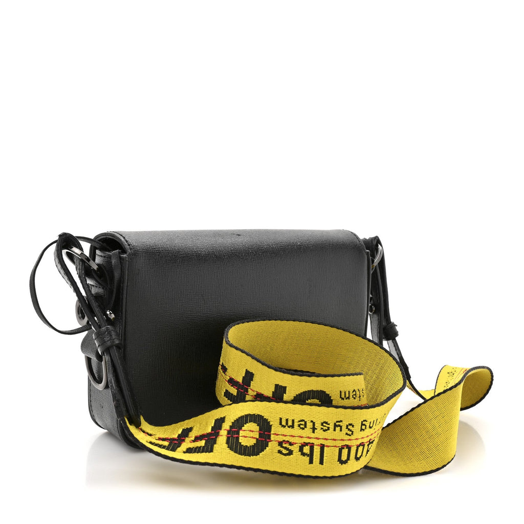 Saffiano Striped Mini Diag Binder Clip Bag Black White Yellow