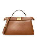 Vitello King Luxor Shiny Nappa Medium Peekaboo I SEE U East West Satchel Brandy Light Rose