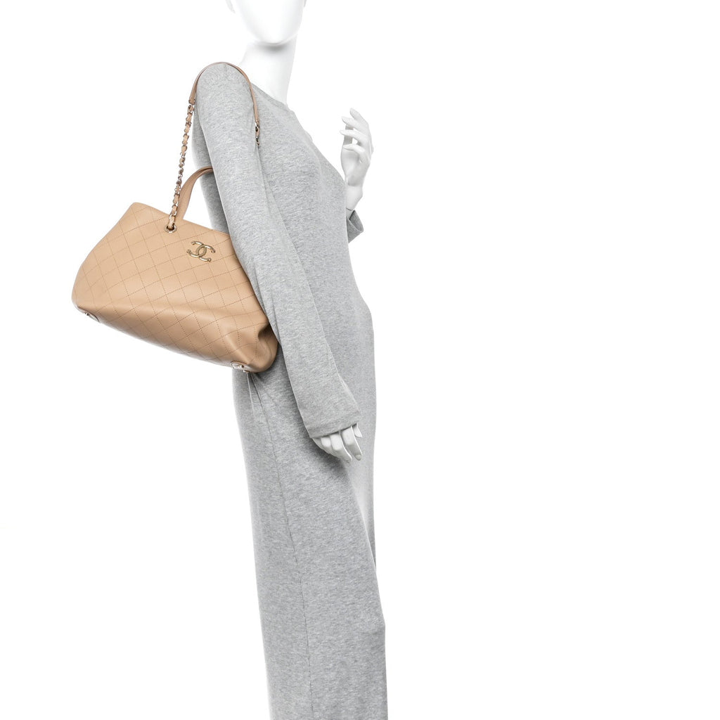 Calfskin Large Serial Shopper Tote Beige