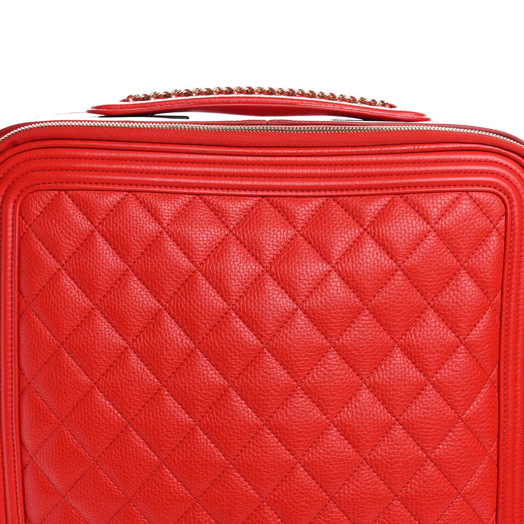 Calfskin Quilted Coco Case Trolley Red