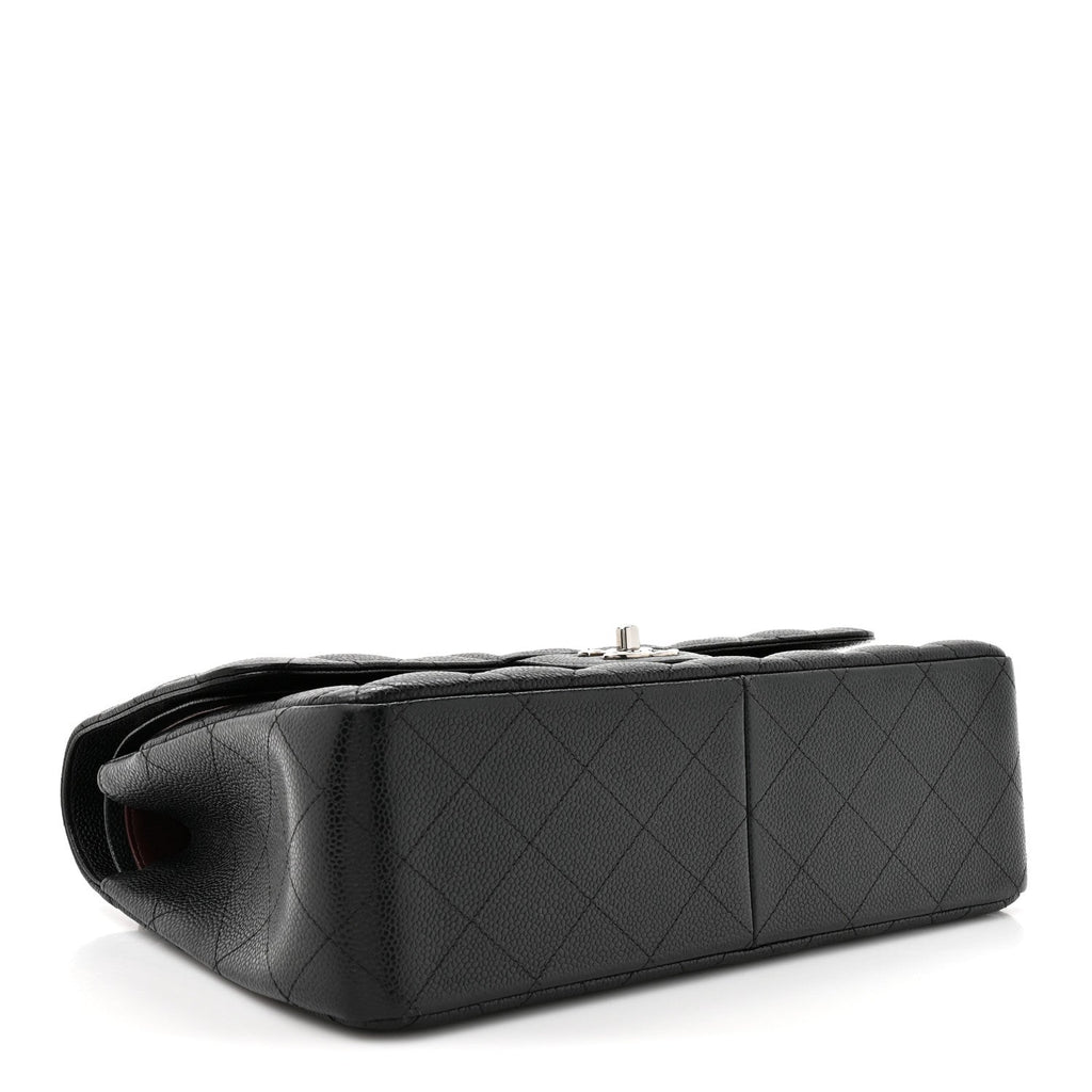 Caviar Quilted Jumbo Double Flap Black