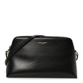 Shiny Calfskin Pouch On Strap Black