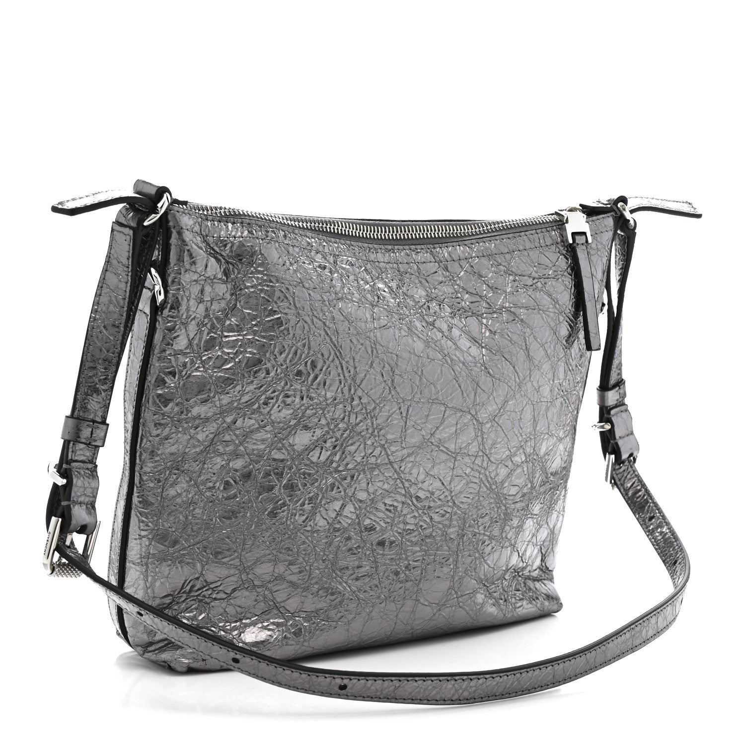 Metallic Calfskin Small Voyou Bag Silver