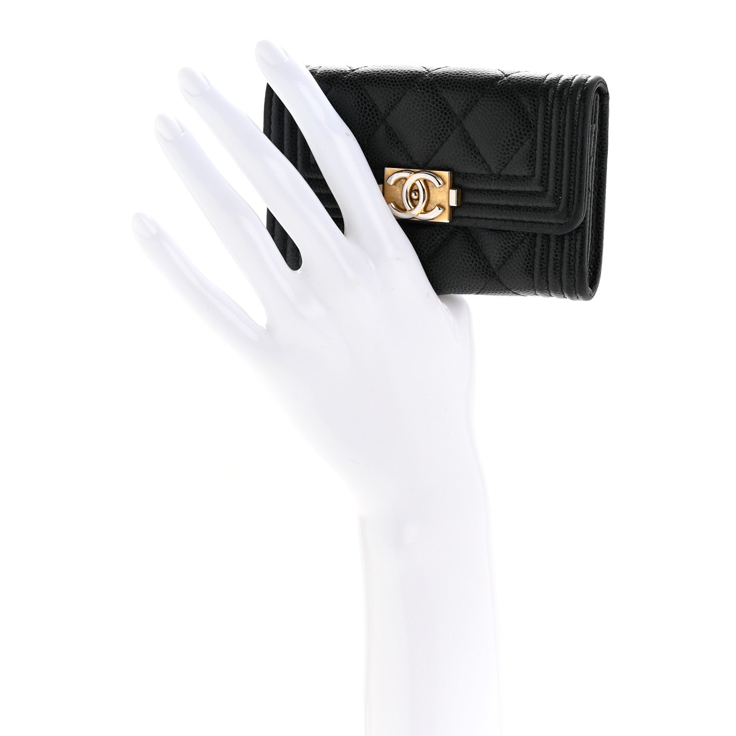 Caviar Quilted Boy Flap  Holder Black