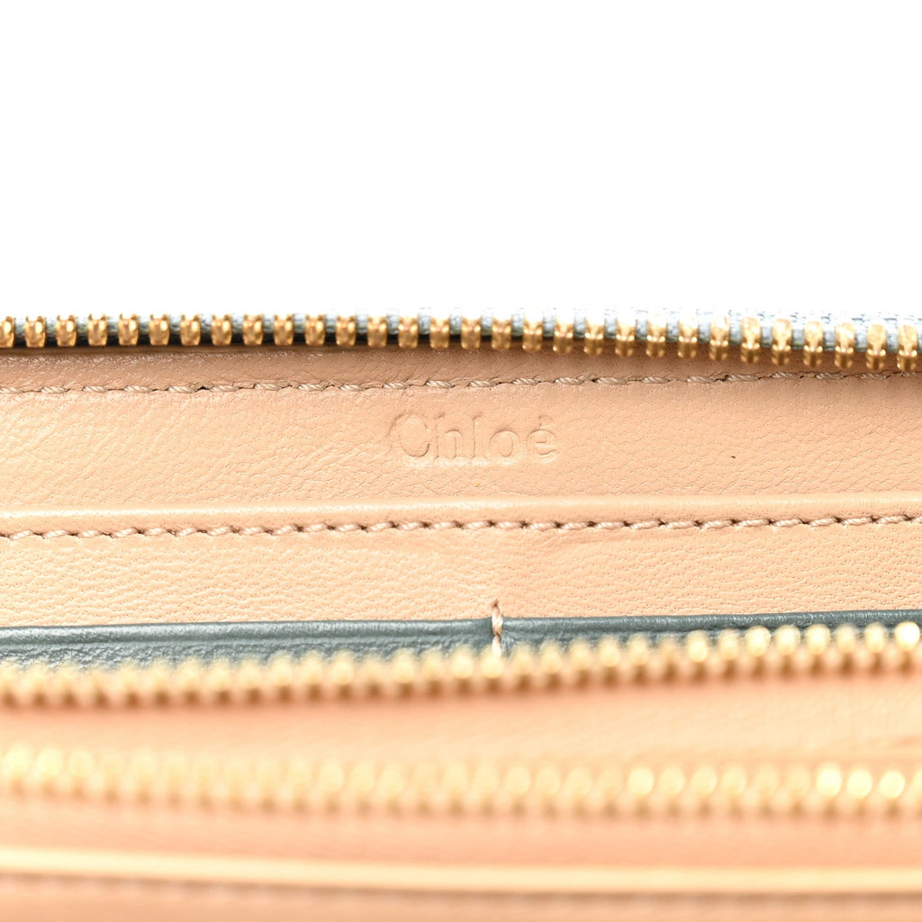 Grained Calfskin Alphabet Long Zip Around Wallet Cloudy Blue
