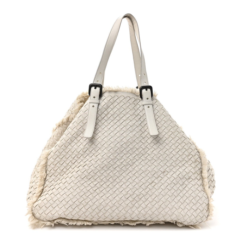 Nappa Intrecciato Canvas Fringe Maltinto Tote White