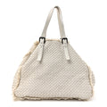 Nappa Intrecciato Canvas Fringe Maltinto Tote White