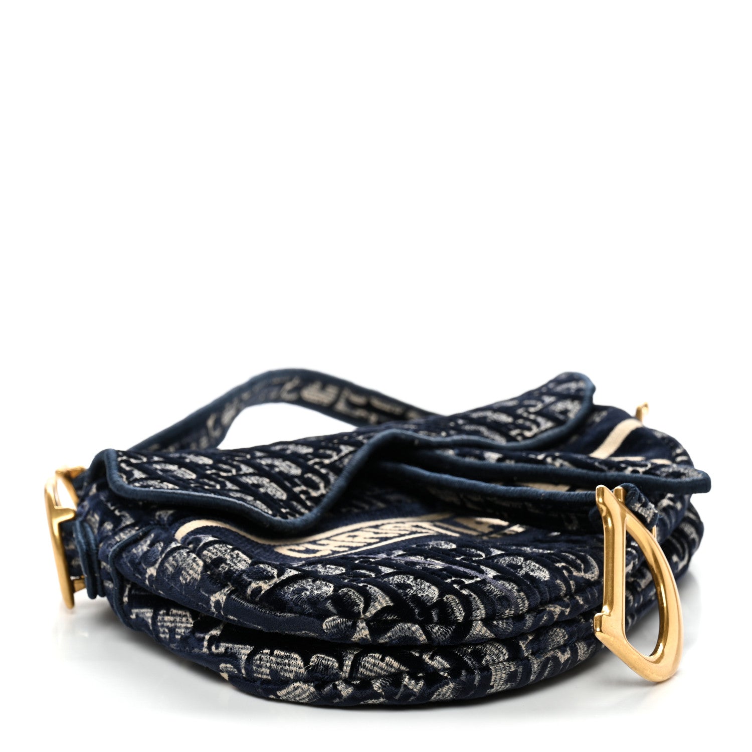 Velvet Oblique Saddle Bag Blue