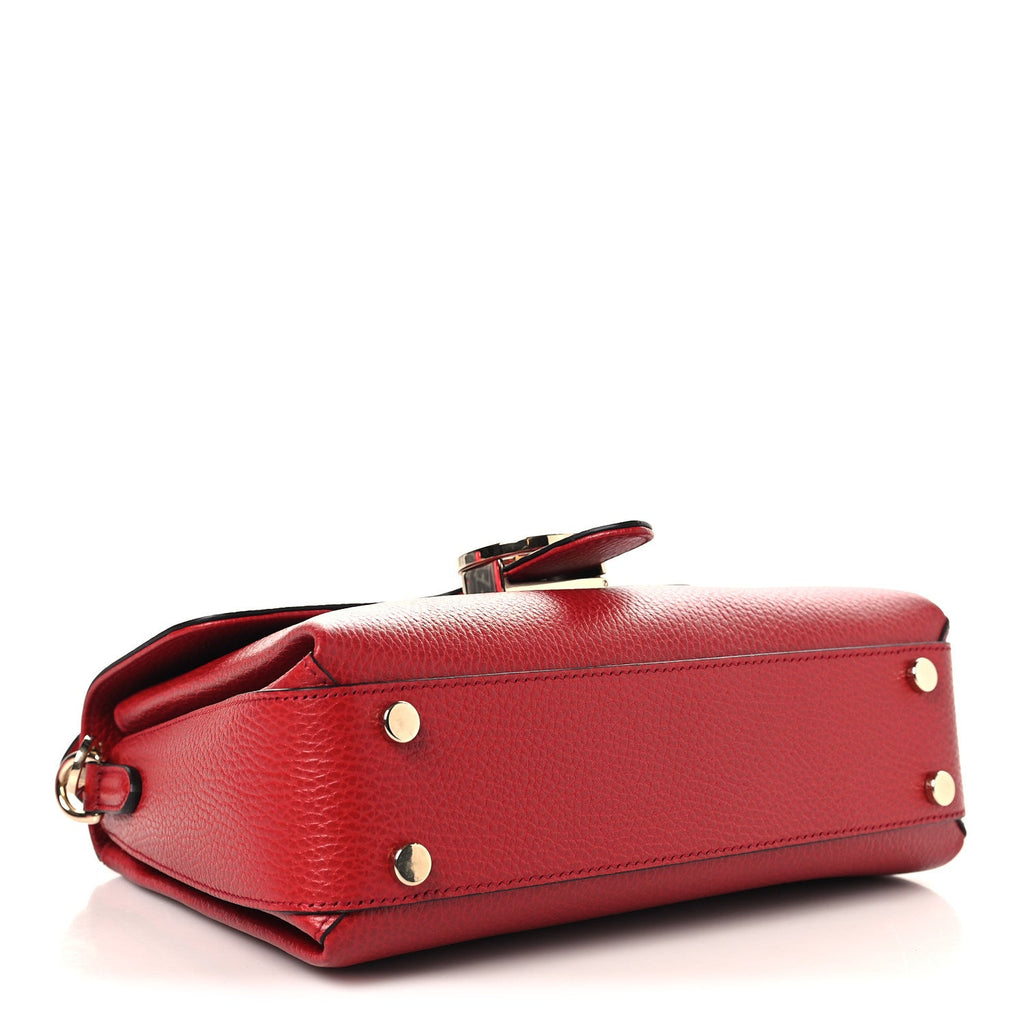 Dollar Calfskin Interlocking G Top Handle Shoulder Bag Red