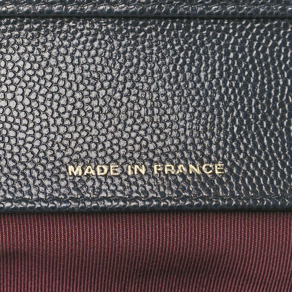 Caviar Quilted Glasses Case With Chain Black