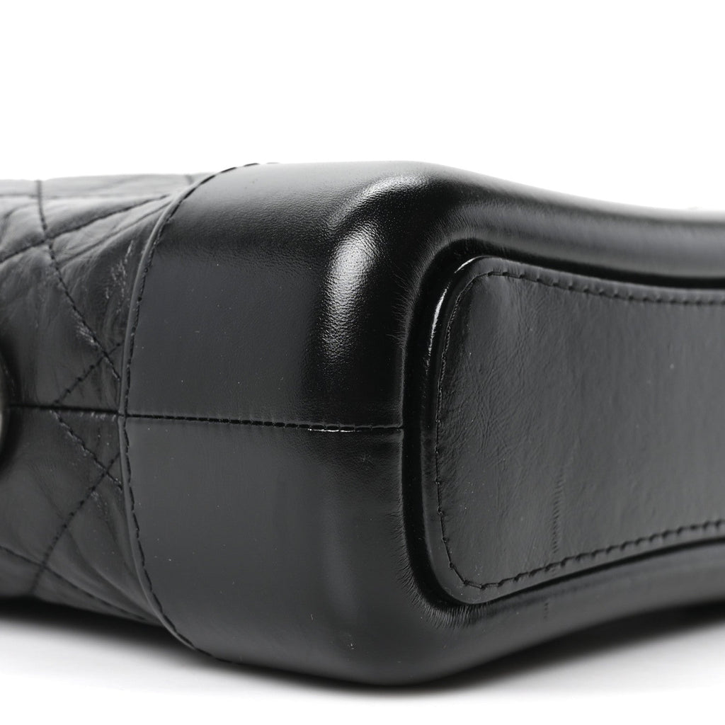 Aged Calfskin Quilted Small Gabrielle Logo Hobo Black