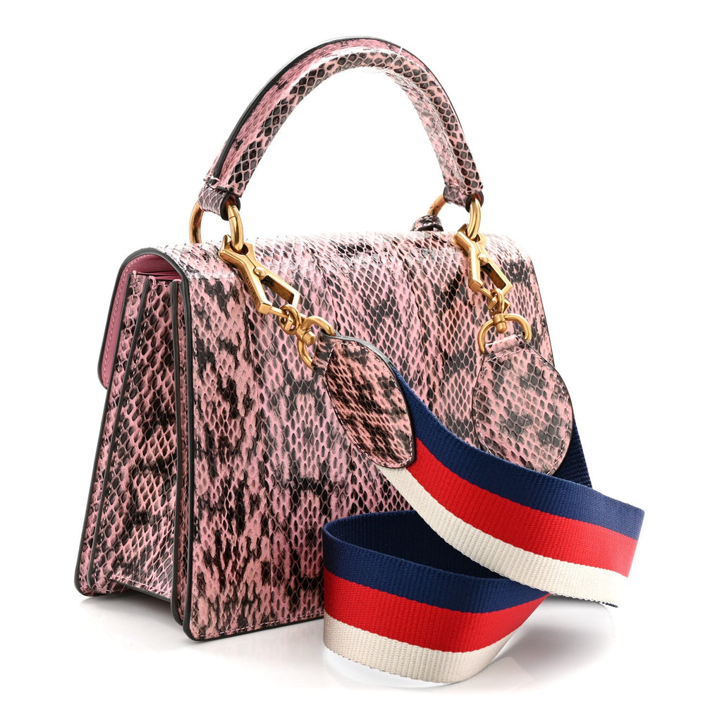 Snakeskin Sylvie Web Small Queen Margaret Top Handle Bag Pink