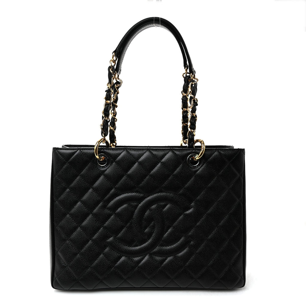 Caviar Quilted Grand Shopping Tote GST Black
