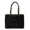 Caviar Quilted Grand Shopping Tote GST Black