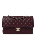 Lambskin Quilted Medium Double Flap Burgundy