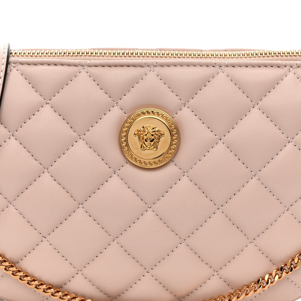 Nappa Quilted La Medusa Half Moon Crossbody Light Pink