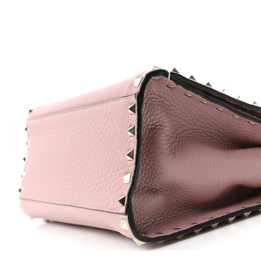 Grained Calfskin Rockstud Flip Lock Tote Lipstick
