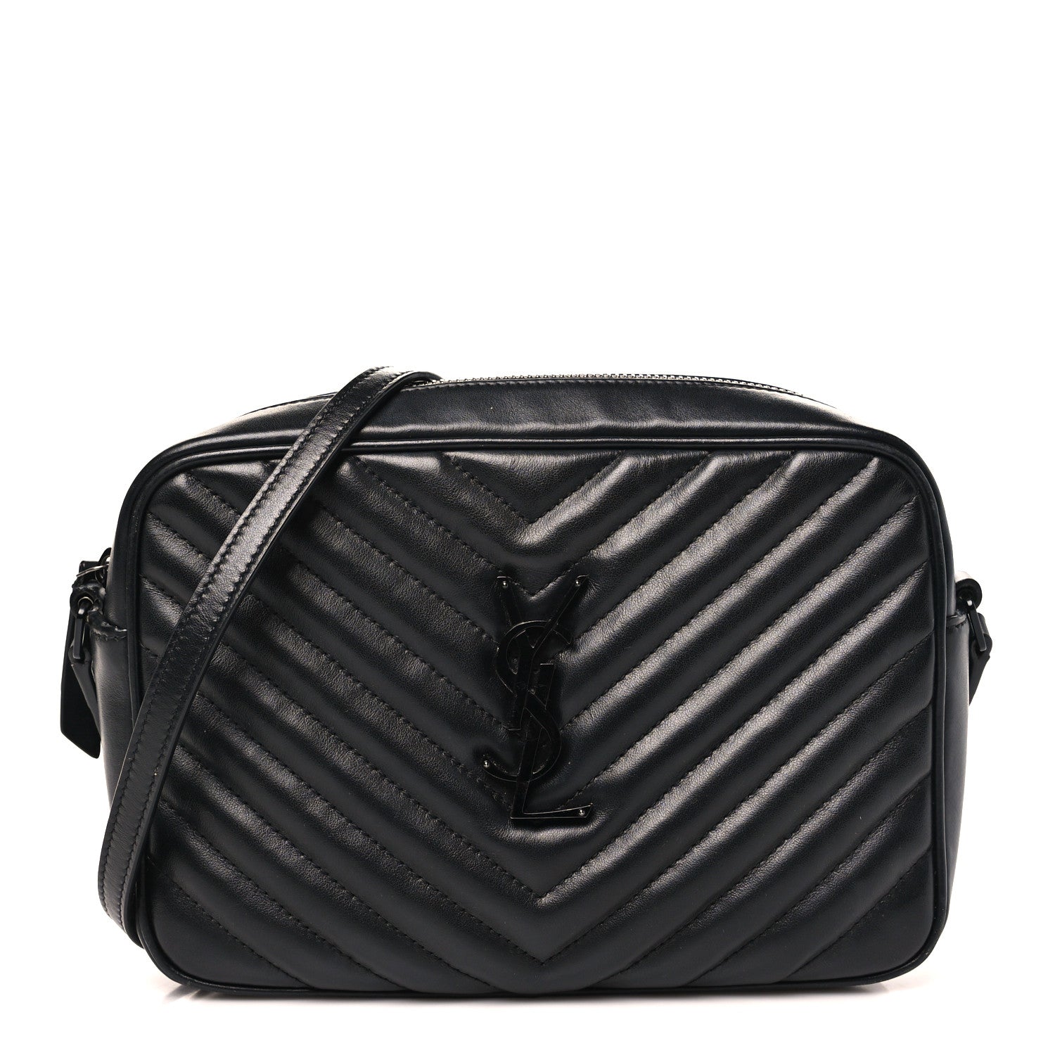 Calfskin Matelasse Monogram Monochrome Lou Camera Bag Black