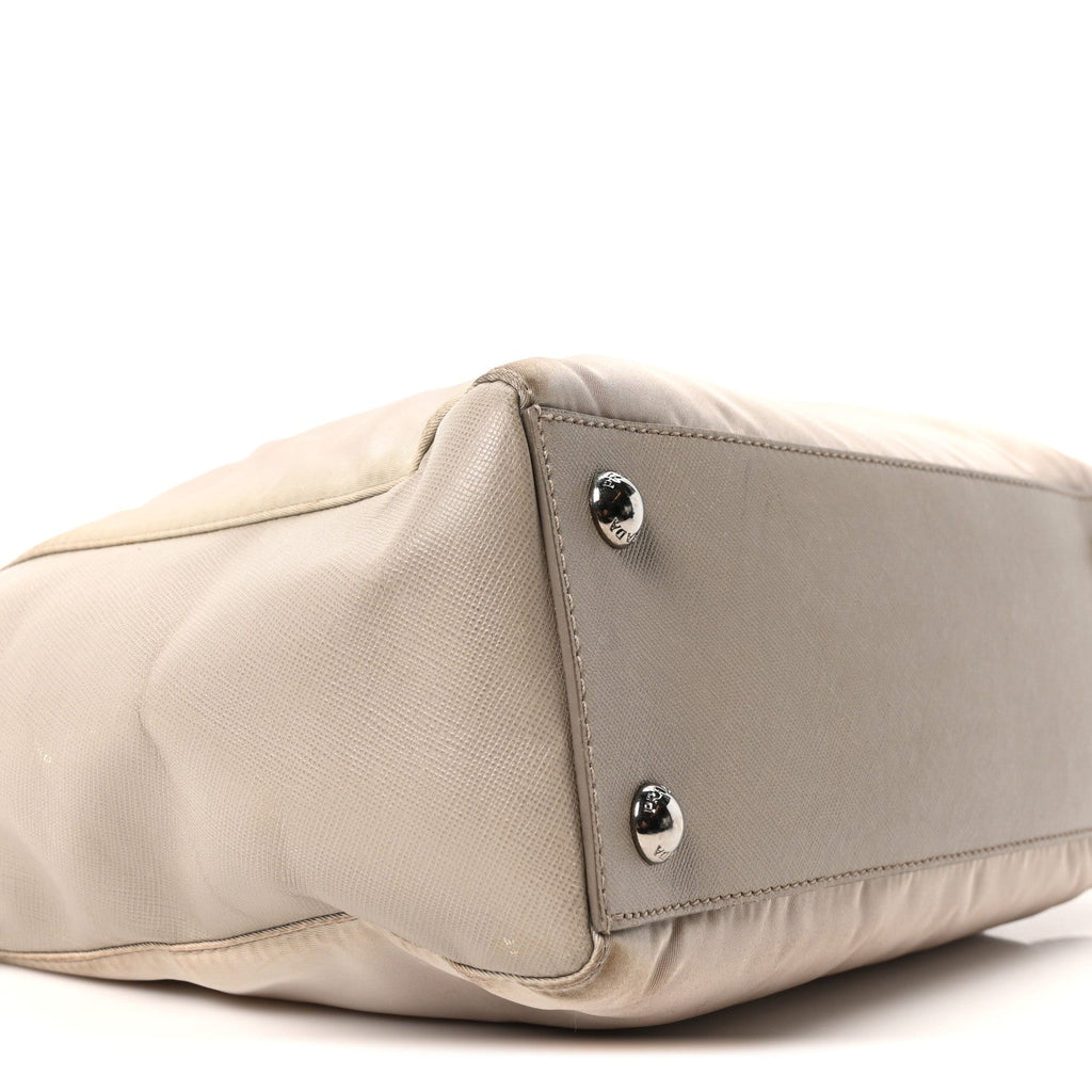 Nylon Saffiano Bi-Color Tote Grey