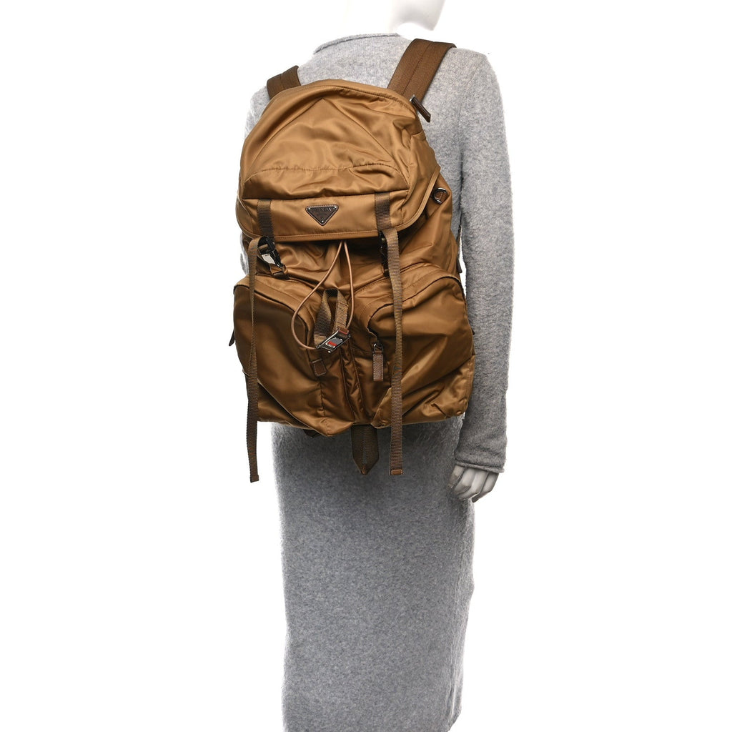 Re-Nylon Saffiano Mens Harness Strap Backpack Tabacco