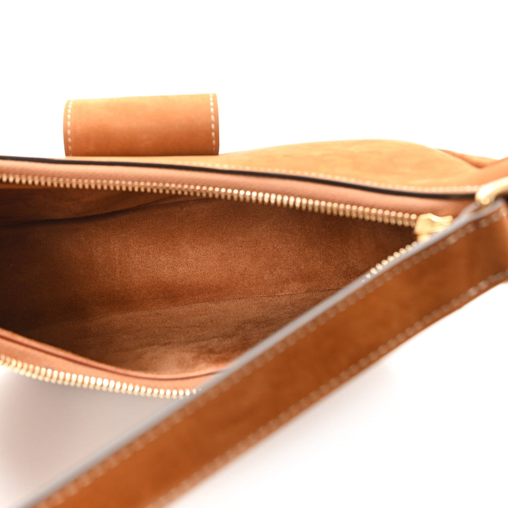 Suede Medium Strap Ava Triomphe Shoulder Bag Camel