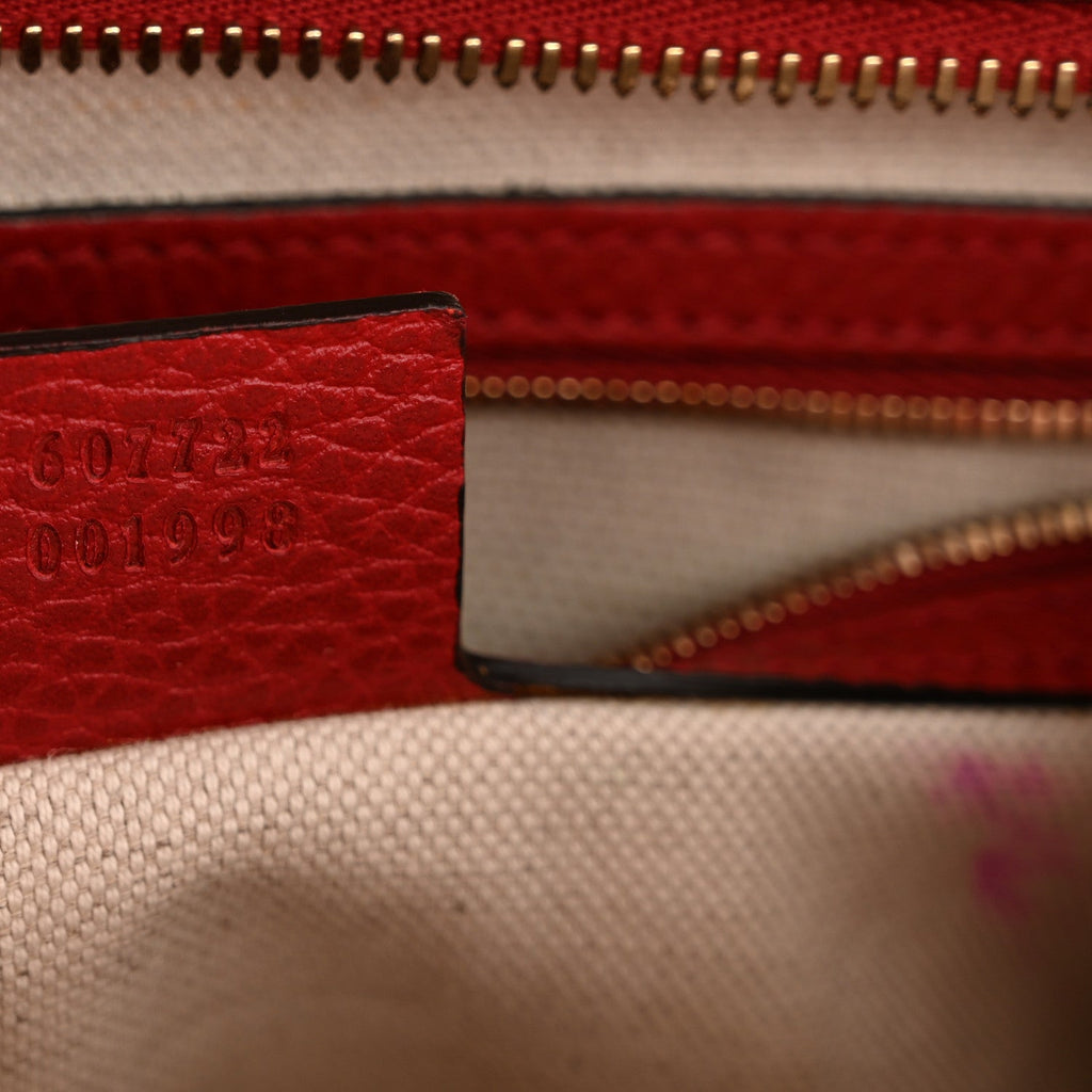 Dollar Calfskin Medium Soho Top Handle Satchel Hibiscus Red