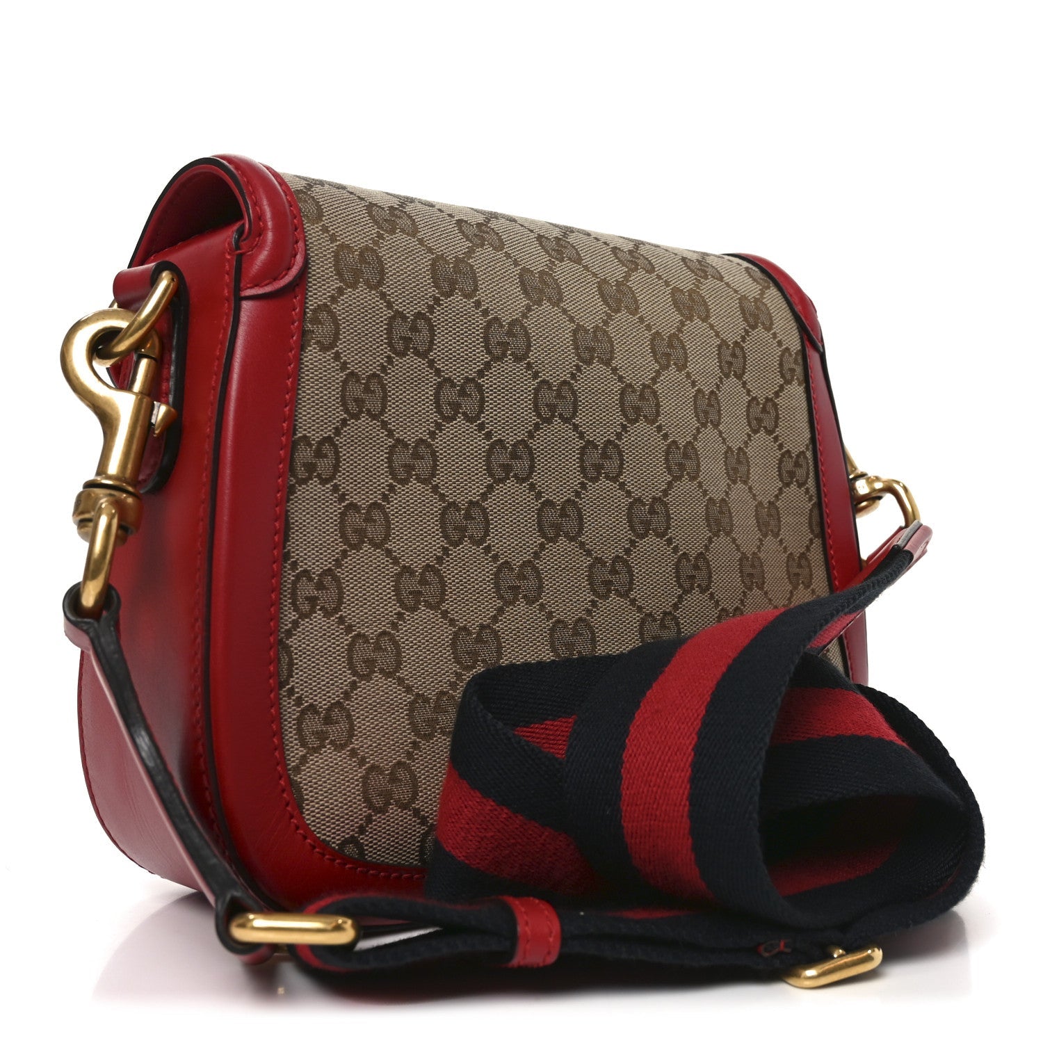 Monogram Ruinart Calfskin Medium Lady Web Shoulder Bag Beige Ebony Hibiscus Red