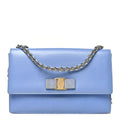 Hammered Calfskin Vara Bow Chain Crossbody Blue