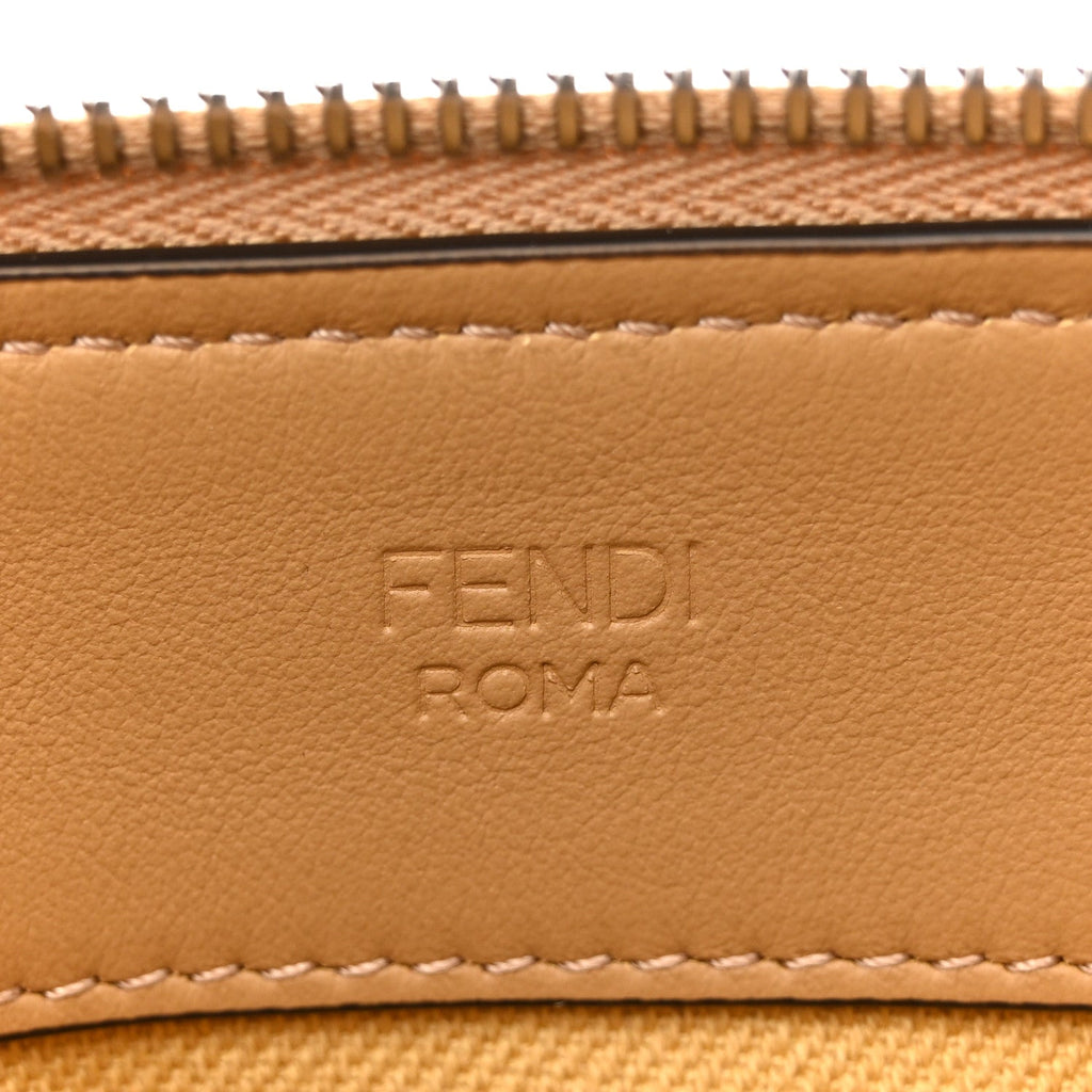 Raffia Jacquard FF 1974 Mini Soft By The Way Boston Bag Beige