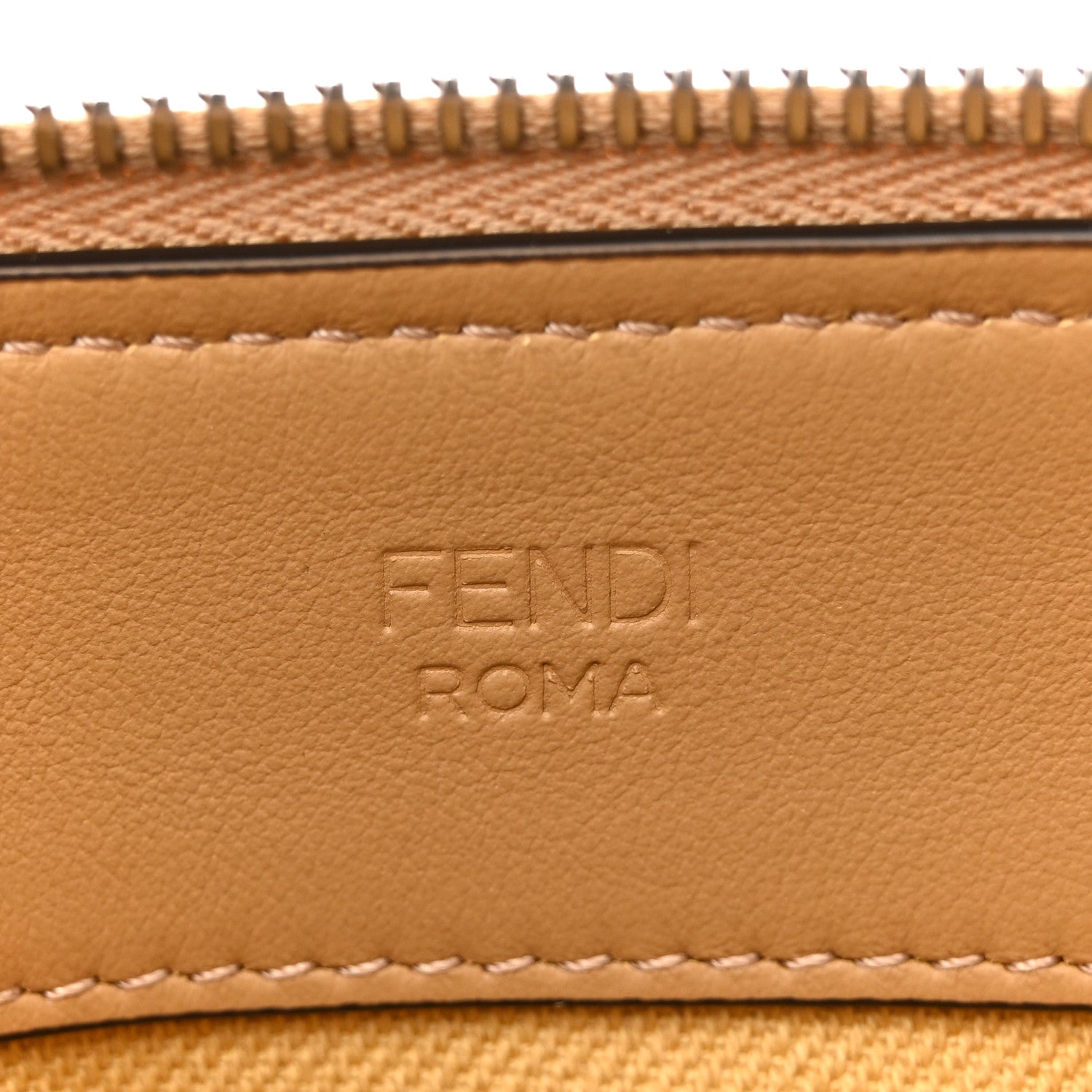 Raffia Jacquard FF 1974 Mini Soft By The Way Boston Bag Beige